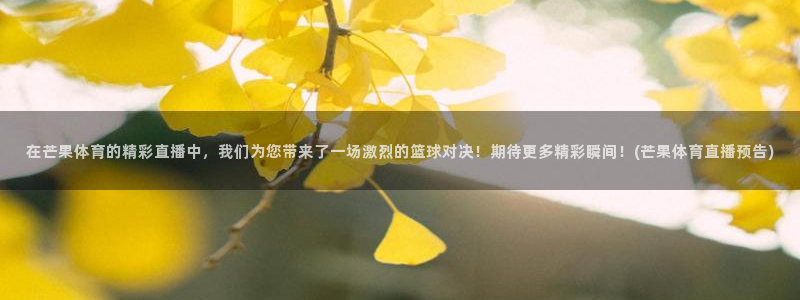 在芒果体育的精彩直播中，我们为您带来了一场激烈的篮球对决！期待更多精彩瞬间！(芒果体育直播预告)
